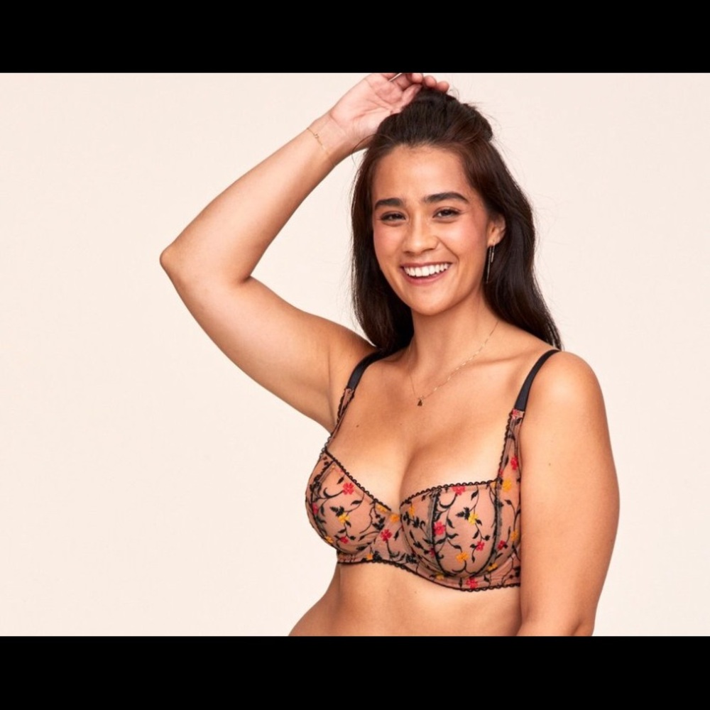 NWT Rosa Unlined Bra Adore Me Sheer Floral Embroidery 40DDD/40F